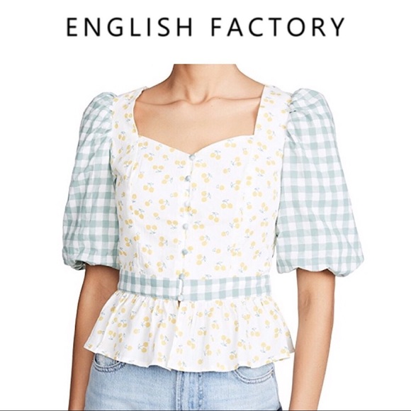 English Factory Tops - 🆕 English Factory•Ditsy Cherry Peplum Top•